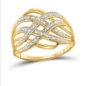 10k solid gold real diamond head turner ring, Free Appraisal, not plated, not CZ